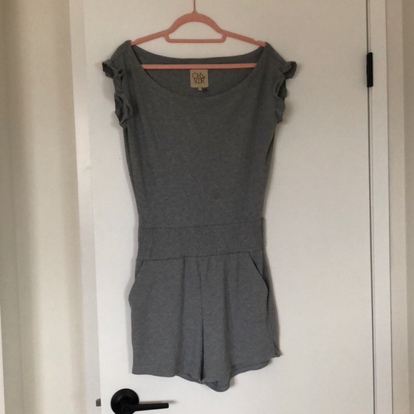 Chaser | Light Gray Cozy Rib Romper. Size Medium. - Picture 3 of 10